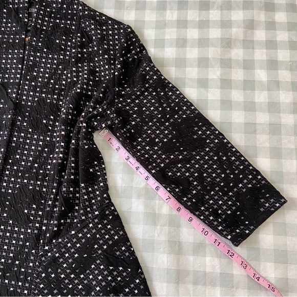 FRANK Lyman designer black white duster cardigan sweater 3/4 sleeves pattern 10 - Picture 13 of 16